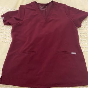 Figs Burgundy L Casma Top